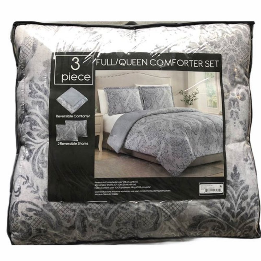 3 Piece Full/Queen Reversible Comforter Set